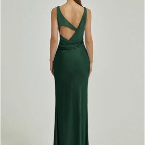 NZ Bridal Silk Satin Emerald Green Dress Cowl Neck Small